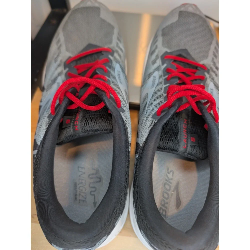 Brooks Launch 6 Mens Running Shoes Grey‎ Black Red 1102971D071 Size 12.5 Rack